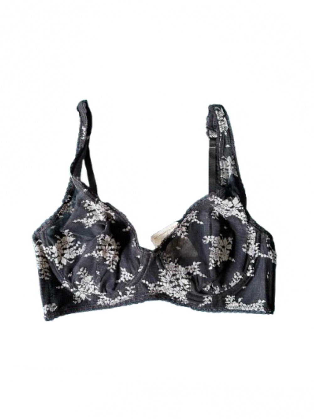 Intimately Free People Talk About It Mesh Underwire Bra 32D Black Floral